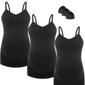 Women's Breast Feeding Tops,Maternity Nursing Cami with Build in Shelf Bra 3Pack